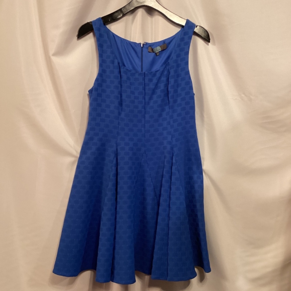 Eva Franco Anthropologie  short sleeves electric  blue short Fit and Flare Dress - Picture 6 of 9